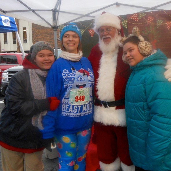 Waiting for the Race to Start with Santa & My Girls
